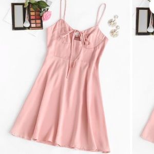 NWT Bowknot Smocked Back Mini Dress - Light Pink M